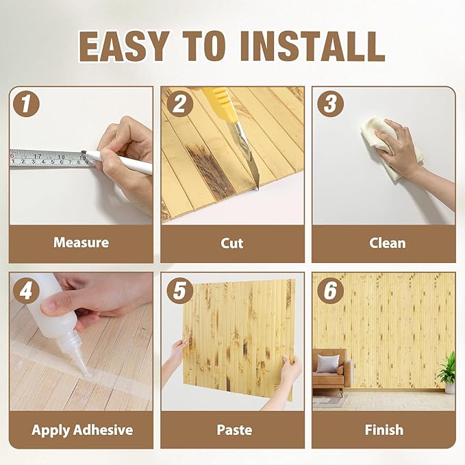 Natural Bamboo Wall Panel for Interior Wall Decor, Pole Wrap Wainscoting - Image 4