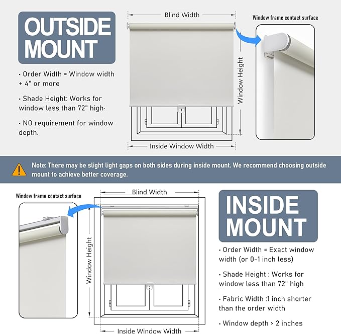 AOSKY Cordless Roller Shades Blackout Blinds - Image 6
