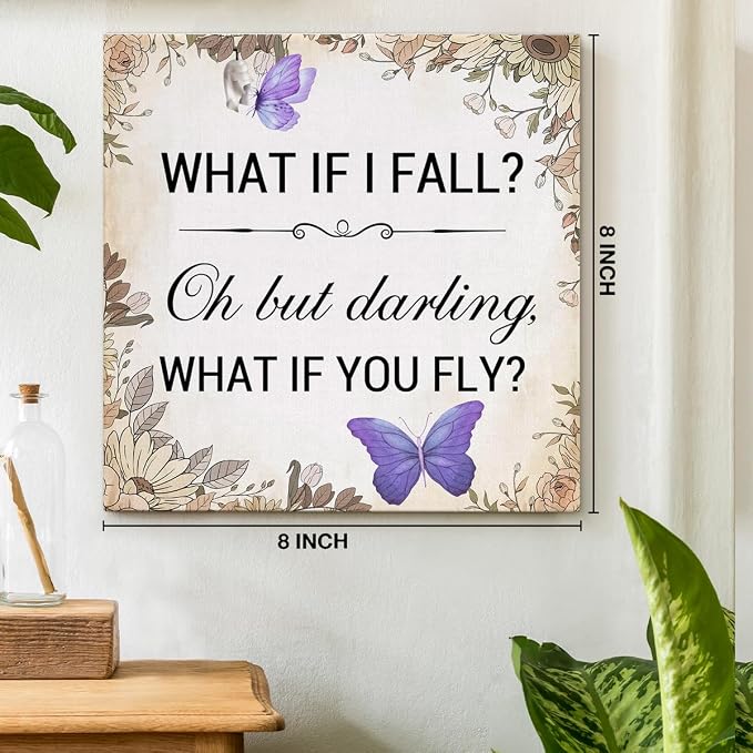 Inspirational Purple Butterfly Wall Art Decor, What If You Fly Motivational - Image 2