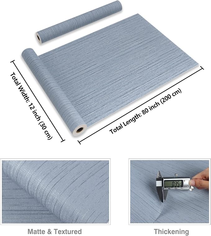 CRE8TIVE Grasscloth Peel and Stick Wallpaper Textured Blue Grass Cloth - Image 8
