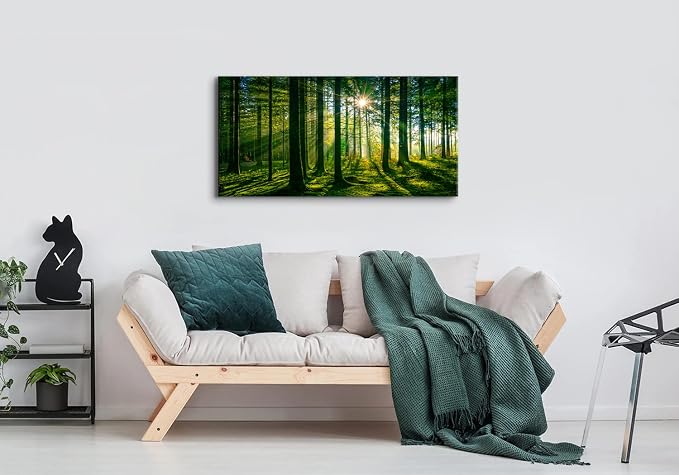 Forest Canvas Wall Art Green Mountain Wall Decor Tree Forest Landscape Prints - Image 5