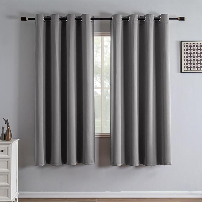 IGEMAEVE Light Grey Blackout Curtains 72 Inch Length 2 Panels Set, Grommet by IGEMAEVE