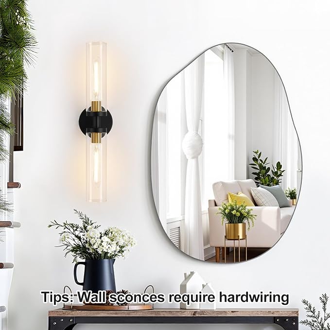 Indoi Black and Gold Wall Sconce, Hardwired Bathroom Sconces Wall Lighting - Image 6