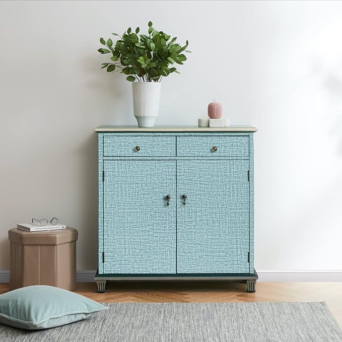 Teal Wallpaper Grasscloth Peel and Stick Wallpaper 17.7inch x 196.8inch Teal - Image 3