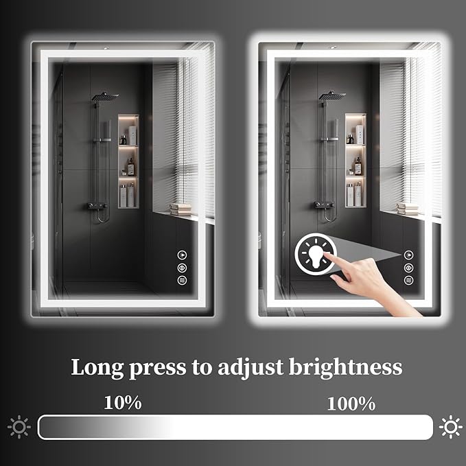 Koonmi 32"x24" LED Mirror for Bathroom, 90CRI Anti-Fog Vanity Mirror - Image 6