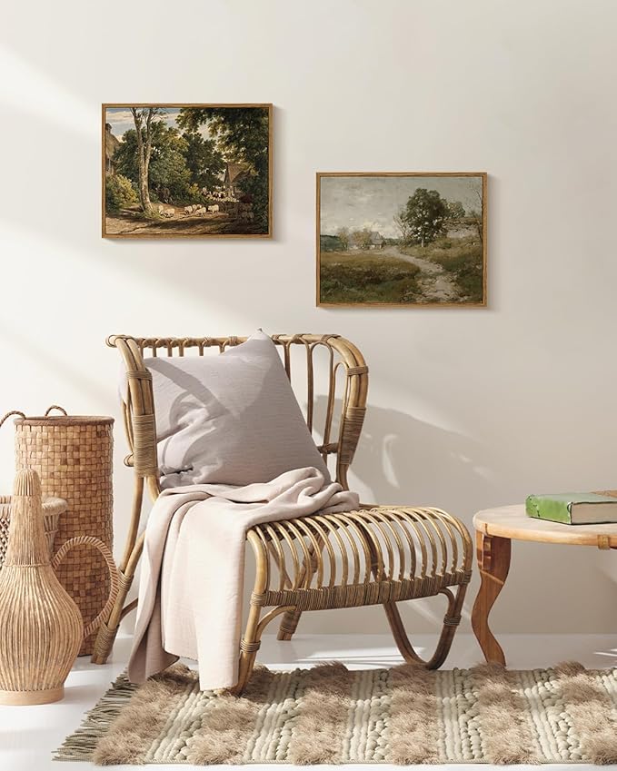 InSimSea Framed Canvas Wall Art Vintage Decor, Room Decor Classical Countryside - Image 3