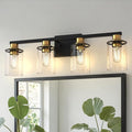 DORESshop Bathroom Light Fixtures, 4-Light Black and Gold Bathroom Vanity Light by DORESshop