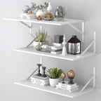 Deep Floating Shelves for Wall Set of 3, 24W x 12 Inch Deep White Floating by Unknown