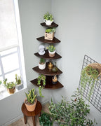 Corner Shelf, Solid Oak Wood Floating Corner Shelf Wall Mount Round End - Image 2