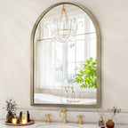 Bathroom Arched Wall Mirror Brushed Metal Vanity Wall Mounted Mirror by HLFMVWE