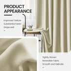 Beige Blackout Curtains for Bedroom 52 x 72 Inches Long 2 Panels Set - Image 4