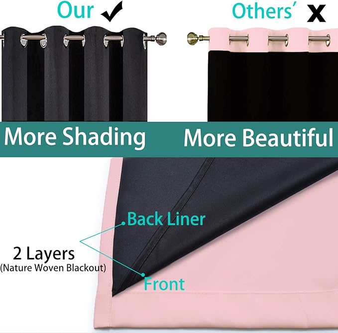 Yakamok 100% Blackout Lined Panels, Thermal Insulated Blackout Curtains - Image 5