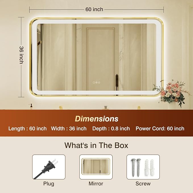 36x60 Inch LED Bathroom Mirror - Image 2