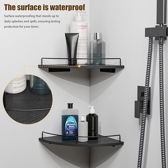 Corner Floating Shelves, Rustic Brown Wood, Wall Mount Storage - Image 6