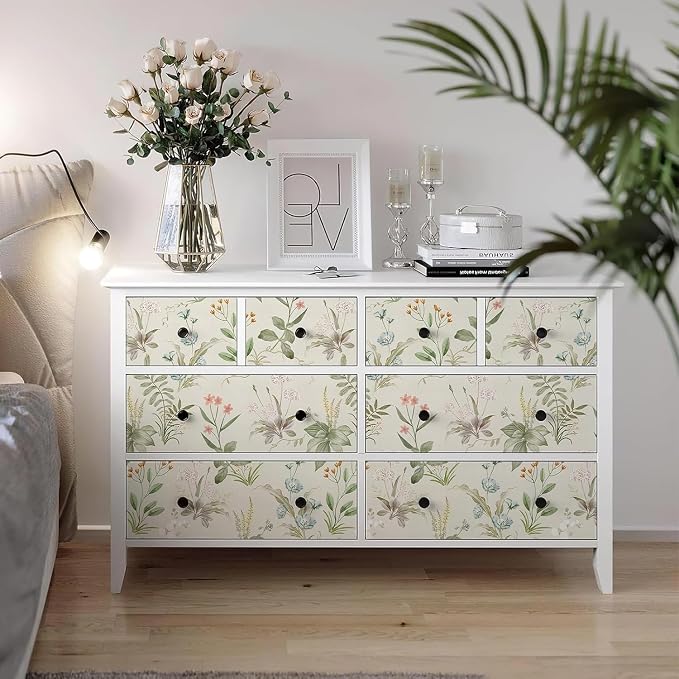 Simon&Siff Vintage Wallpaper Peel and Stick Beige Floral Contact Paper - Image 6