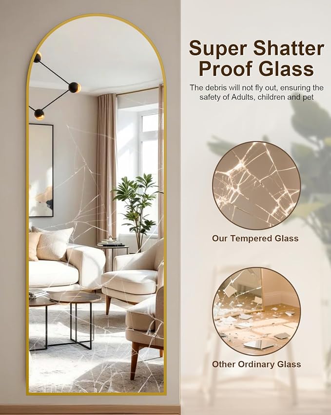 59"x16" Floor Mirror Full Length, Arched Full Length Mirror - Image 5