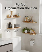 Amada Homefurnishing Floating Shelves, Paulownia Wood Wall Shelves - Image 2