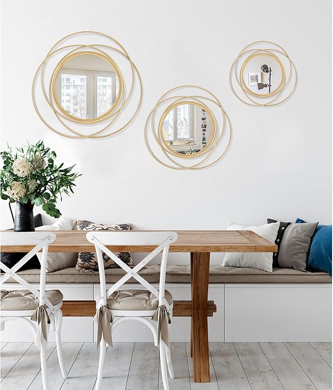 Large Gold Round Art Wall Mirror - Image 6