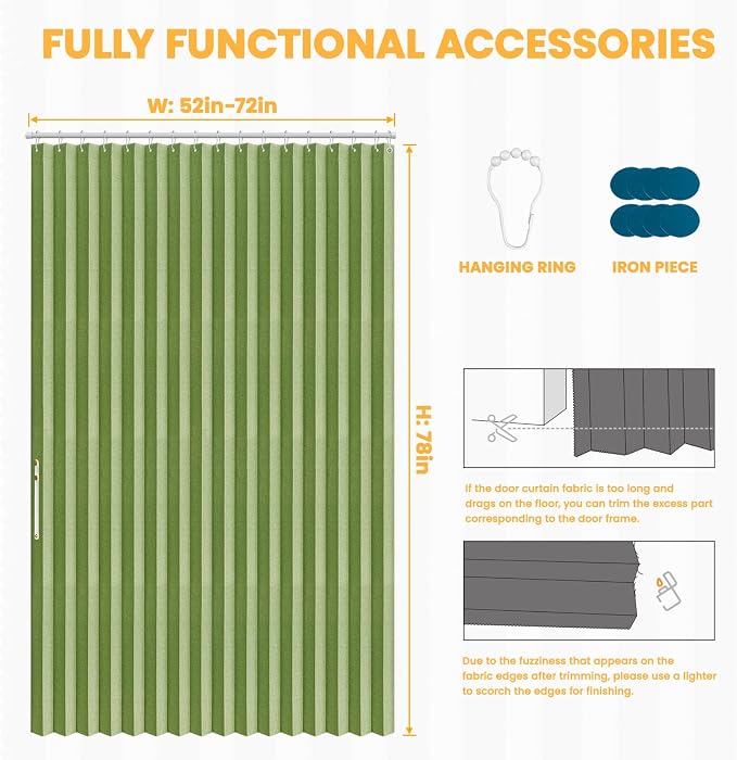 AJAZZ 100% Blackout Magnetic Door Curtain Accordion Door Accordion Doors - Image 2