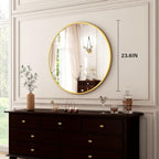 HARRITPURE 24 Inch Round Mirror, Modern Aluminum Alloy Frame Wall Mounted - Image 7