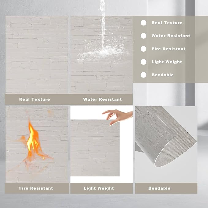 3D Wall Panels - 4PCS 47.2"x23.6" Faux Stone Wall Covering - MCM Modified Clay - Image 7
