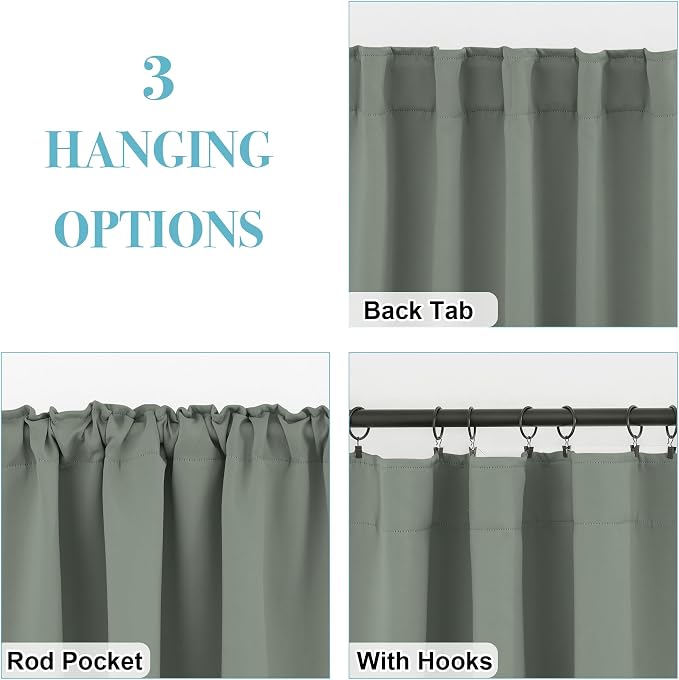 RYB HOME Sage Green Curtains for Living Room, Elegent Farmhouse Vertical Back - Image 6