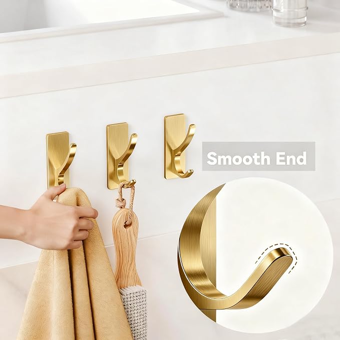 pickpiff Brushed Gold Self Adhesive Coat Hooks - Image 5
