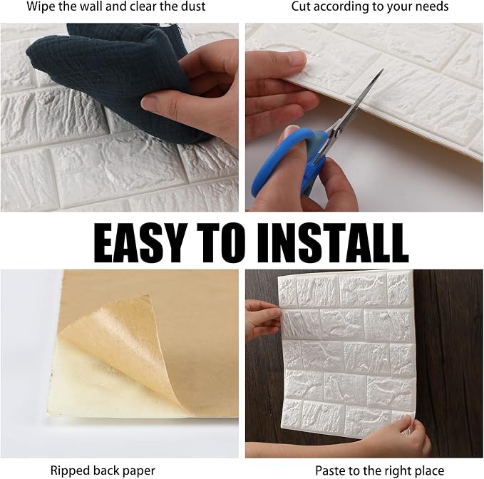 Tinlade 30 Pcs 28.81 Sq ft 3D Wall Panels Peel and Stick Foam Brick Wallpaper - Image 5