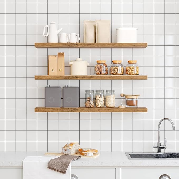 RALGEND Floating Shelves for Wall, 39.4" Long Wall Shelf Set of 3 - Image 7