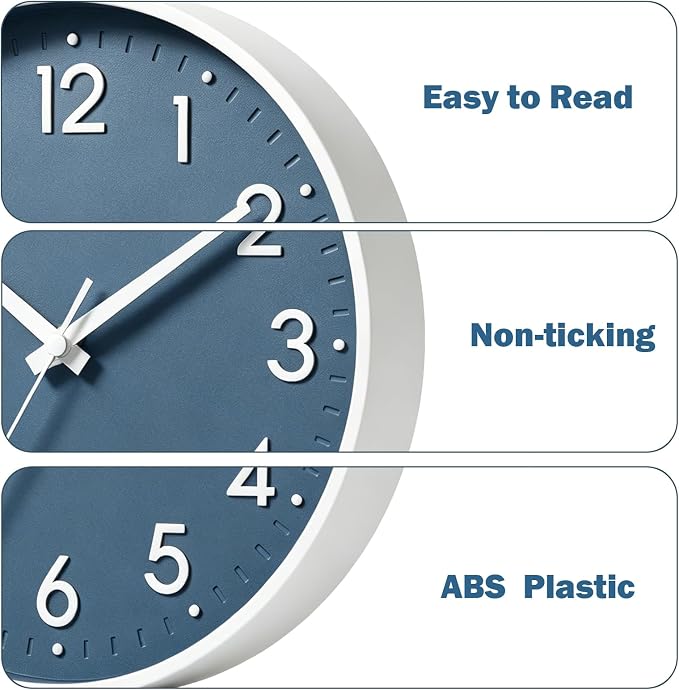 Mosewa Wall Clock 10 Inch, Battery Operated Silent Non-Ticking Modern Analog - Image 7