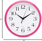 Bernhard Products Pink Wall Clock 10 Inch Silent Non Ticking Battery Operated - Image 8