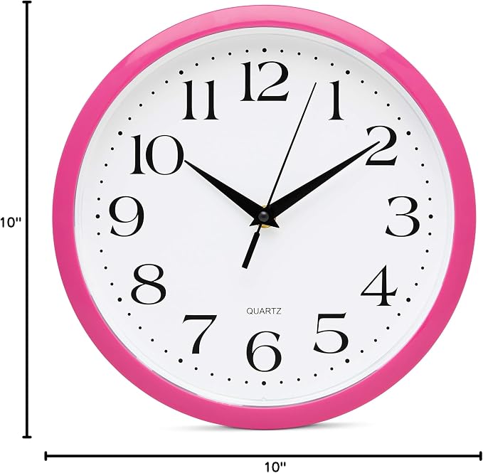 Bernhard Products Pink Wall Clock 10 Inch Silent Non Ticking Battery Operated - Image 8