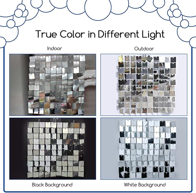COKAOBE Silver Shimmer Wall Backdrop, Photo Backdrops - Image 4
