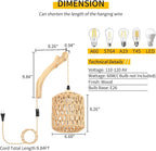 Frideko Rattan Wall Lamp with Plug in Cord Hand Woven Plug in Wall Sconces - Image 4