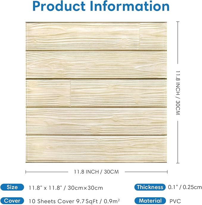 COMSTICKC Peel and Stick Faux Wood Wall Sticker Wall Panels, Ultra-Light Thin - Image 4