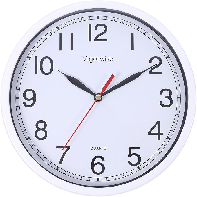 Wall Clock, 8 Inch Silent Sweep Movement Accurate Small Clocks Kitchen/Living by Vigorwise