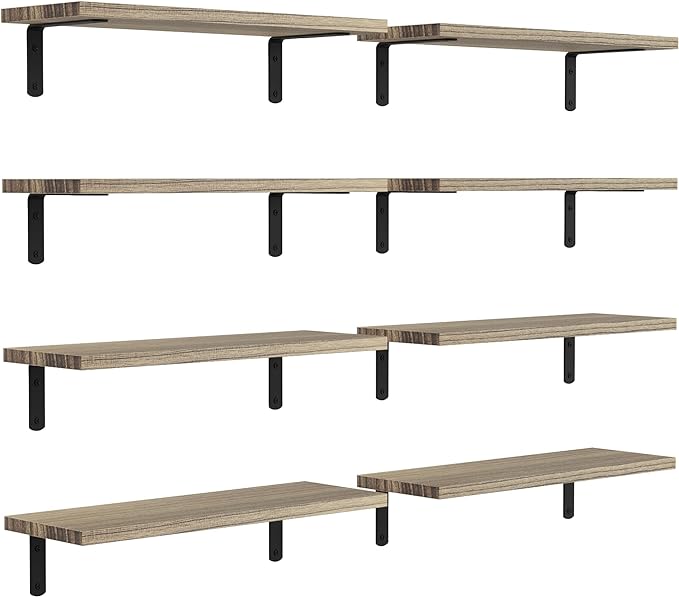 DOLLFIO Floating Shelves, 8 Sets Wall Shelves, Wood Floating Shelves by DOLLFIO