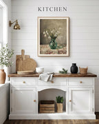 VIYYIEA Framed Wall Art for Living Room, Snowdrop Flowers in Green Glass Vase - Image 2