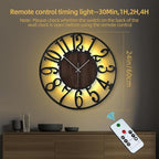 LEIKE Large Wall Clock 24'' Lighted Rustic Wood Clock - Image 2