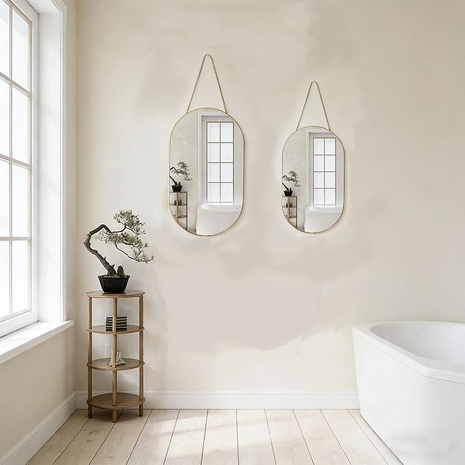 Oval Wall Mirror with Lanyard, High Definition Bathroom Mirror - Image 5