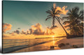Beach Wall Art Palm Tree Pictures Sunset Coastal Landscape Bathroom Wall Decor by HOME
