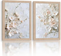 Framed 3D Floral Canvas Wall Art Textured Floral Oil Painting Modern Neutral by NCYEL