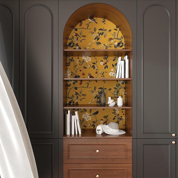 Laatse Vintage Bird Wallpaper 17.5"x118" Yellow Chinoiserie Floral Wallpaper - Image 5