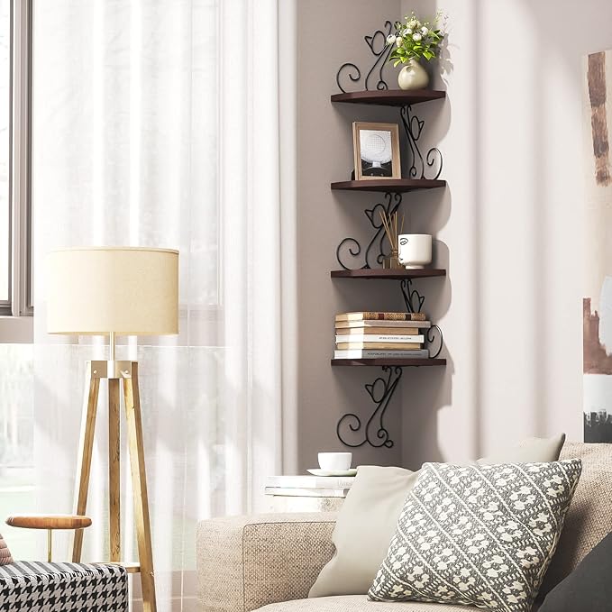 Alsonerbay Corner Shelf Wall Mount, 4 Tier Floating Shelves - Image 5
