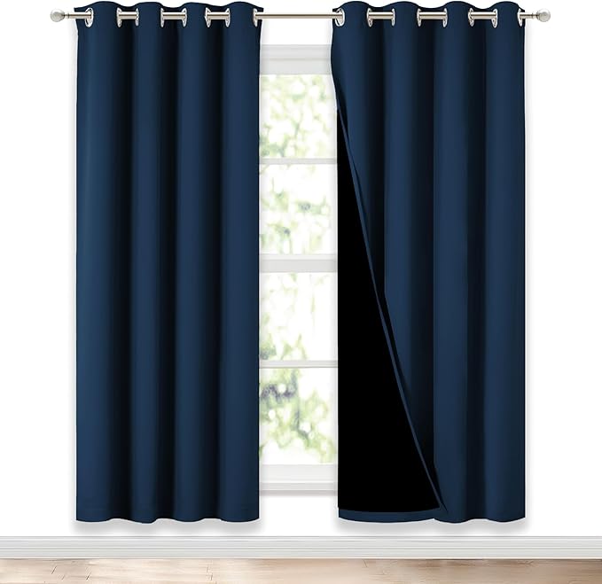 NICETOWN Moroccan Blue Full Shade Curtain Panels, Pair of Energy Smart & Noise by NICETOWN