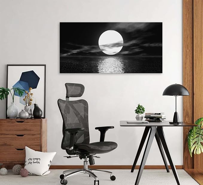 Cao Gen Decor Art S06498 Wall Art Canvas Sea White Full Moon in Night Picture - Image 6