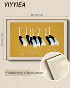 VIYYIEA Framed Wall Art for Living Room, Cranes Canvas Prints, Vintage Home - Image 2