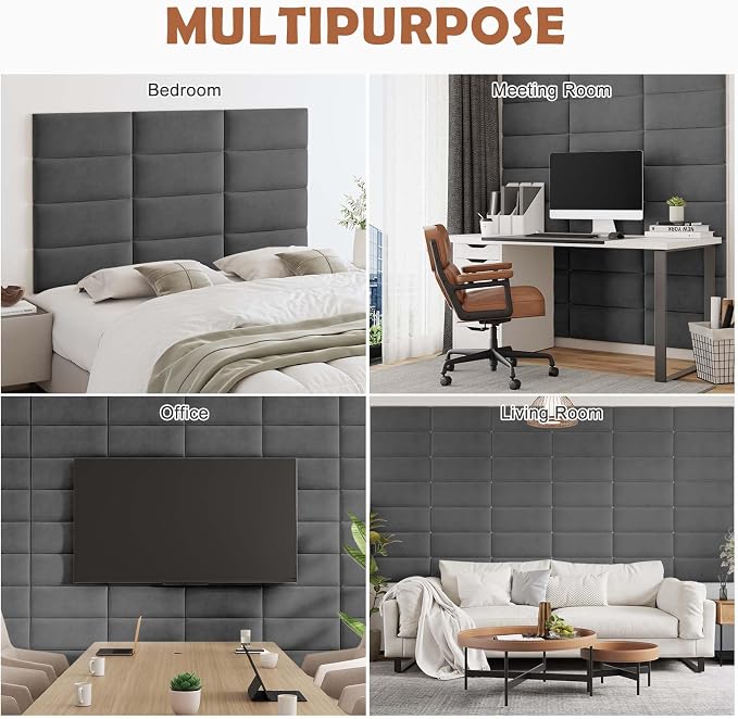 IFNOW Wall Mounted Upholstered Headboard Queen, 3D Peel and Stick Soundproof - Image 7