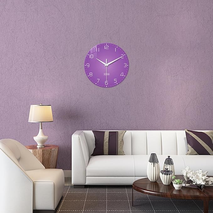 XNM Purple Wall Clock for Girls Bedroom 24 Inch Minimalist Large Wall Clocks - Image 2