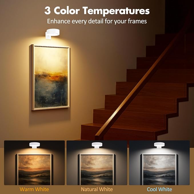 6Pcs Picture Light Battery Operated, Magnetic Led Painting Light - Image 2